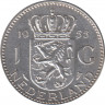 Монета. Нидерланды. 1 гульден 1955 год. ав.