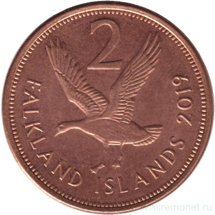 Монета. Фолклендские острова. 2 пенса 2019 год.