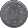  Монета. Турция. 50 курушей 1975 год. ав.