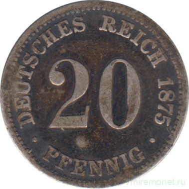 Монета. Германская империя. 20 пфеннигов 1875 год. (C).