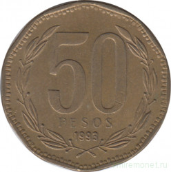 Монета. Чили. 50 песо 1993 год.