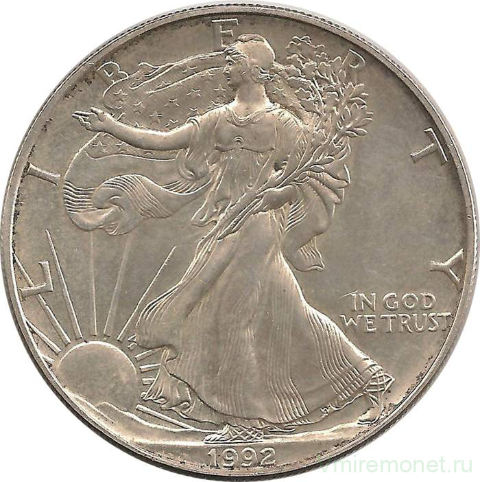 Монета. США. 1 доллар 1992 год. Шагающая свобода.