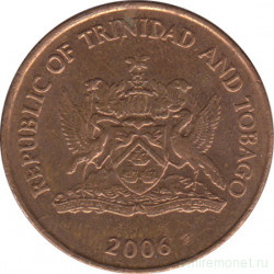 Монета. Тринидад и Тобаго. 5 центов 2006 год.