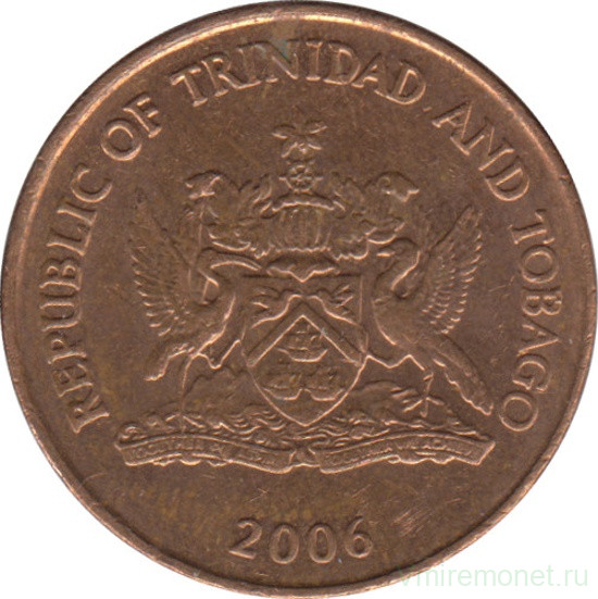 Монета. Тринидад и Тобаго. 5 центов 2006 год.