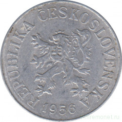 Монета. Чехословакия. 10 геллеров 1956 год.