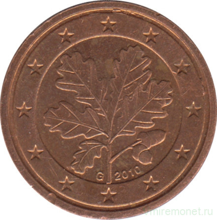 Монета. Германия. 2 цента 2010 год. (G).