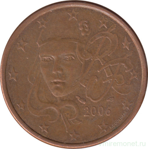 Монета. Франция. 5 центов 2006 год.