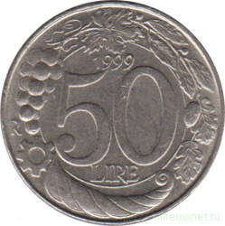 Монета. Италия. 50 лир 1999 год.