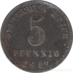 Монета. Германия (Германская империя 1871-1922). 5 пфеннигов 1917 год. (A).