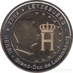 Монета. Люксембург. 2 евро 2004 год. Портрет и монограмма герцога Люксембурга Анри Нассау.