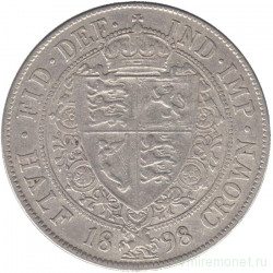 Монета. Великобритания. 1/2 кроны (2.5 шиллинга) 1898 год.