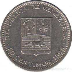 Монета. Венесуэла. 50 сентимо 1965 год.