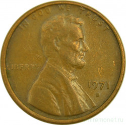 Монета. США. 1 цент 1971 год. Монетный двор D.