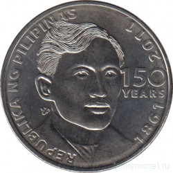 Монета. Филиппины. 1 песо 2011 год. 150 лет со дня рождения Хосе Ризала.