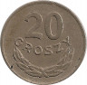 Аверс.Монета. Польша. 20 грошей 1949 год. Никель.