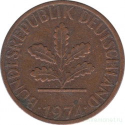 Монета. ФРГ. 1 пфенниг 1974 год. Монетный двор - Мюнхен (D).