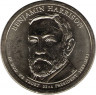 Аверс.Монета. США. 1 доллар 2012 год. Президент США № 23, Бенджамин Гаррисон. Монетный двор D.