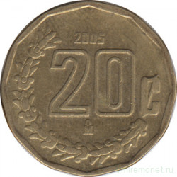 Монета. Мексика. 20 сентаво 2005 год.