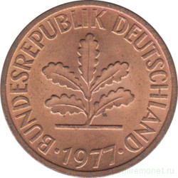 Монета. ФРГ. 2 пфеннига 1977 год. Монетный двор - Карлсруэ (G).