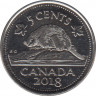Монета. Канада. 5 центов 2018 год. ав.