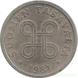 Монета. Финляндия. 5 пенни 1981 год.