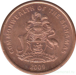 Монета. Багамские острова. 1 цент 2009 год.