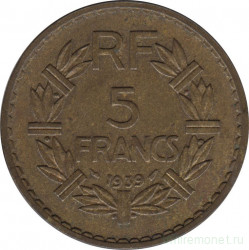 Монета. Франция. 5 франков 1939 год.