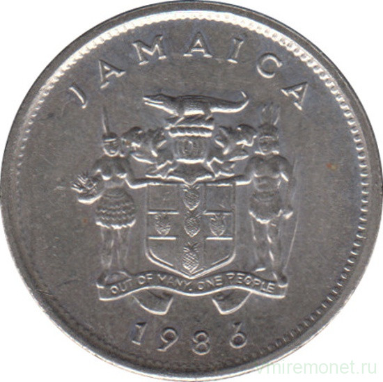 Монета. Ямайка. 5 центов 1986 год.