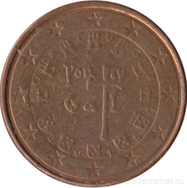 Монета. Португалия. 1 цент 2015 год.