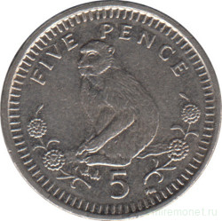 Монета. Гибралтар. 5 пенсов 1994 год.