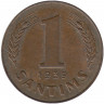 Монета. Латвия. 1 сантим 1939 год.