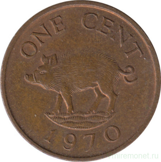 Монета. Бермудские острова. 1 цент 1970 год.