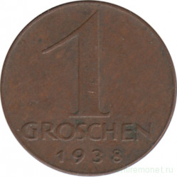 Монета. Австрия. 1 грош 1938 год.