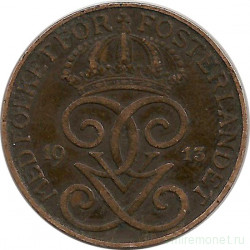 Монета. Швеция. 2 эре 1913 год.