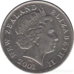 Монета. Новая Зеландия. 5 центов 2001 год.