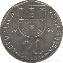 Монета. Португалия. 20 эскудо 1999 год.