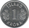  Монета. Исландия. 1 крона 1976 год. рев.