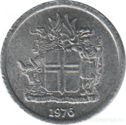 Монета. Исландия. 1 крона 1976 год.