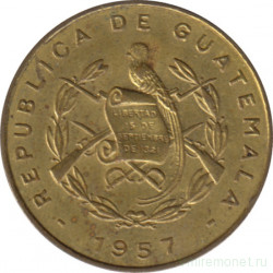 Монета. Гватемала. 1 сентаво 1957 год.