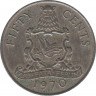 Монета. Бермудские острова. 50 центов 1970 год. ав.