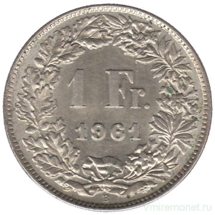 Монета. Швейцария. 1 франк 1961 год.