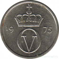 Монета. Норвегия. 10 эре 1975 год.