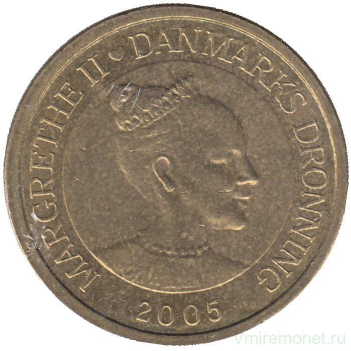 Монета. Дания. 10 крон 2005 год.