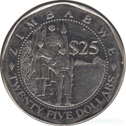 Монета. Зимбабве. 25 долларов 2003 год.