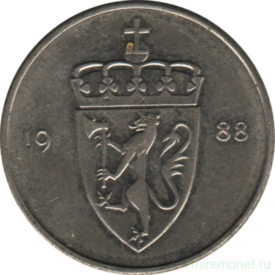 Монета. Норвегия. 50 эре 1988 год.