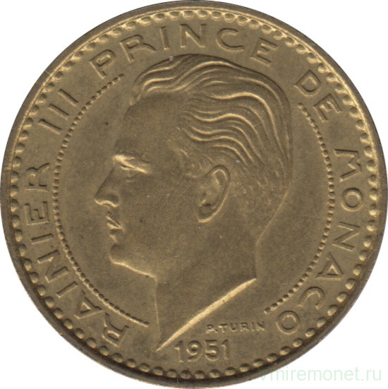 Монета. Монако. 20 франков 1951 год.