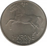 Монета. Норвегия. 1 крона 1965 год. ав.
