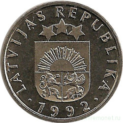 Монета. Латвия. 50 сантимов 1992 год.