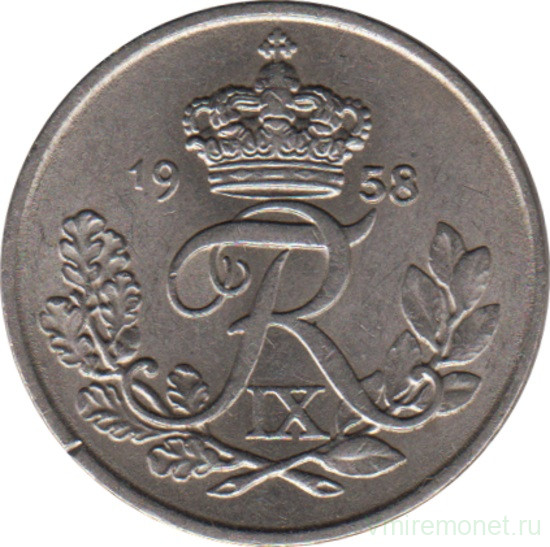 Монета. Дания. 10 эре 1958 год.