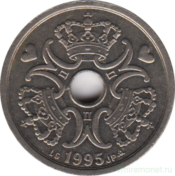 Монета. Дания. 2 кроны 1995 год.